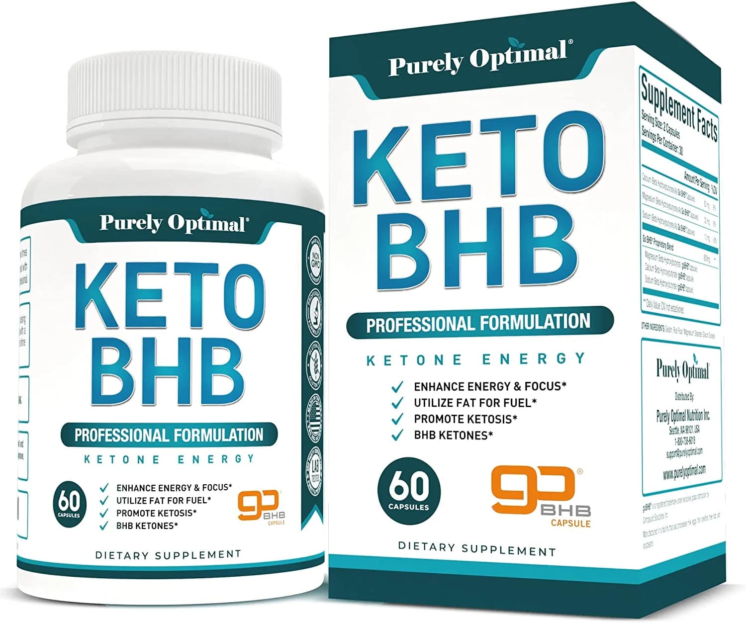 Purely optimal Premium Keto Diet Pills - Utilize Fat for Energy with Ketosis - Boost Energy & Focus, Manage Cravings, Support Metabolism - Keto Bhb Supplement for Women & Men - 30 Days Supply