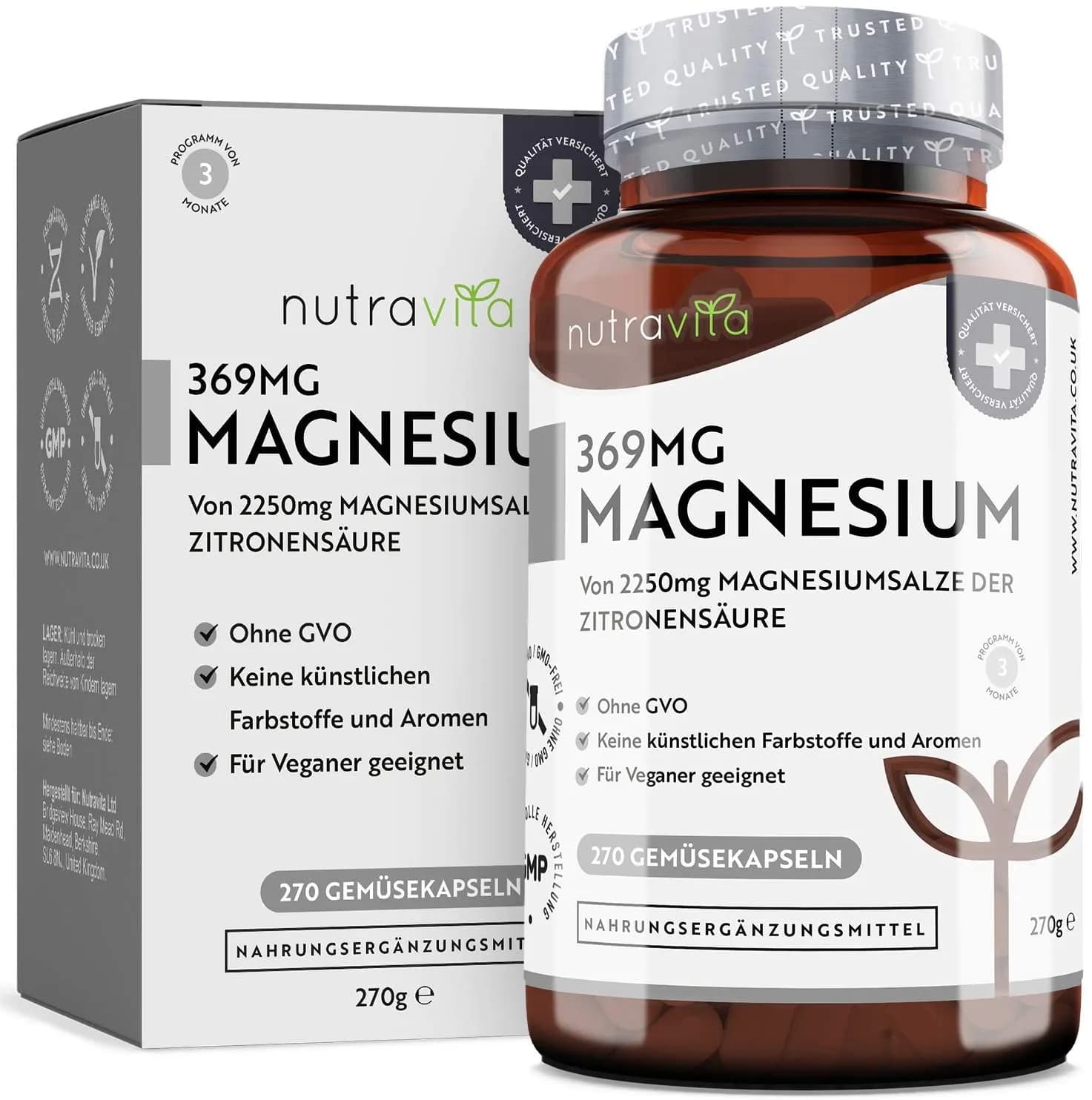 Nutravita Magnesium Citrate 2.250mg – 270 Vegan Capsules