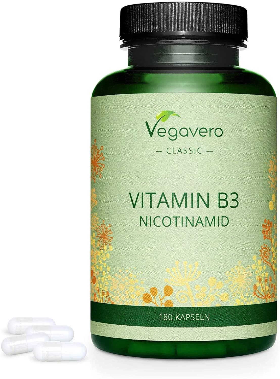 Vitamin B3 (Nicotinamide) Flush-Free, 500 mg, 180 Capsules by Vegavero
