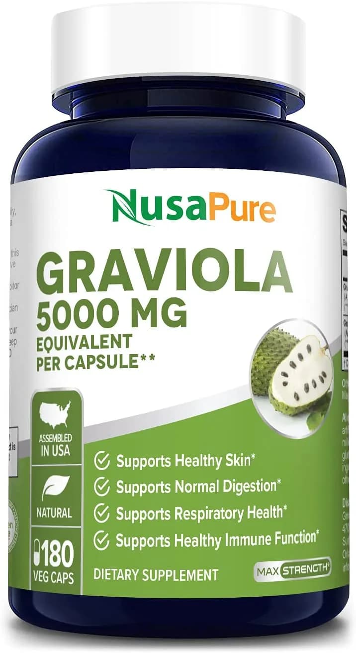 Graviola Supports Respiratory Health& Immune Function, 5000 mg, 180 Capsules by Nusapure