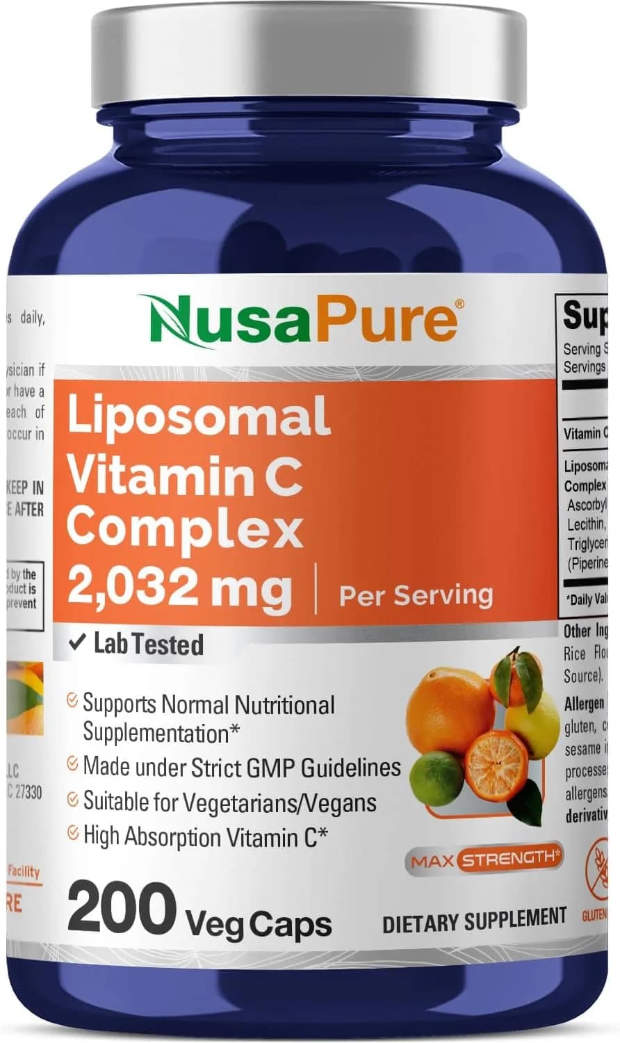 Nusapure Liposomal Vitamin C, 2032 mg, 200 Capsules by Nusapure