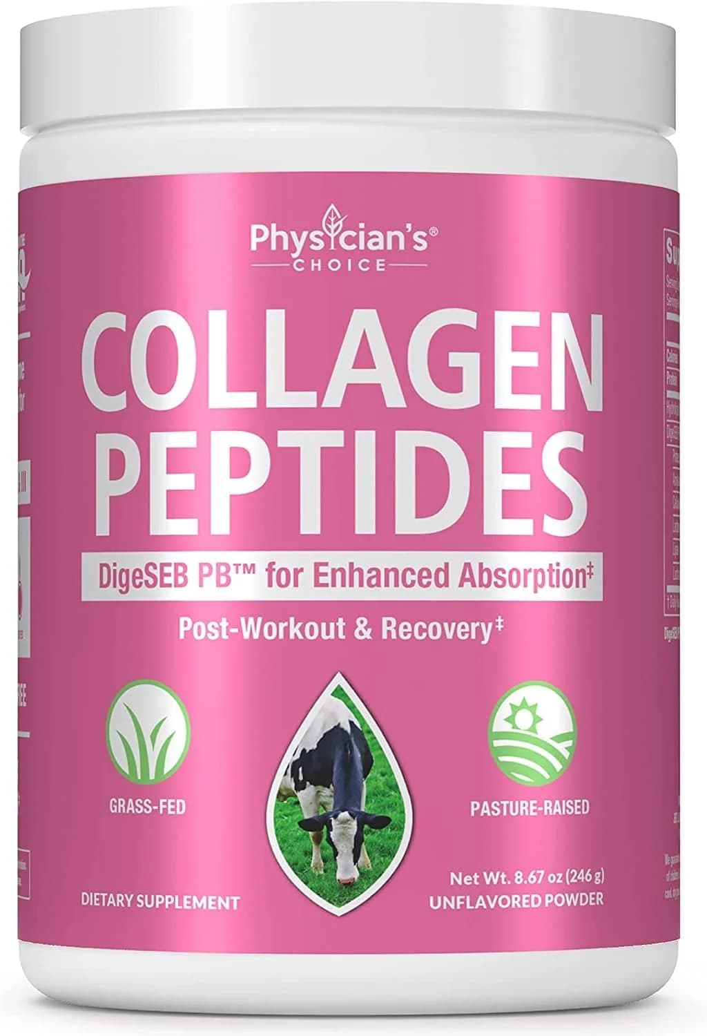 Physician's CHOICE Collagen Peptides Powder w/Digestive Enzymes - Hydrolyzed Protein - Type I & III - Keto Collagen Powder for Women & Men - Hair, Skin, Joints, Workout Recovery - Grass Fed