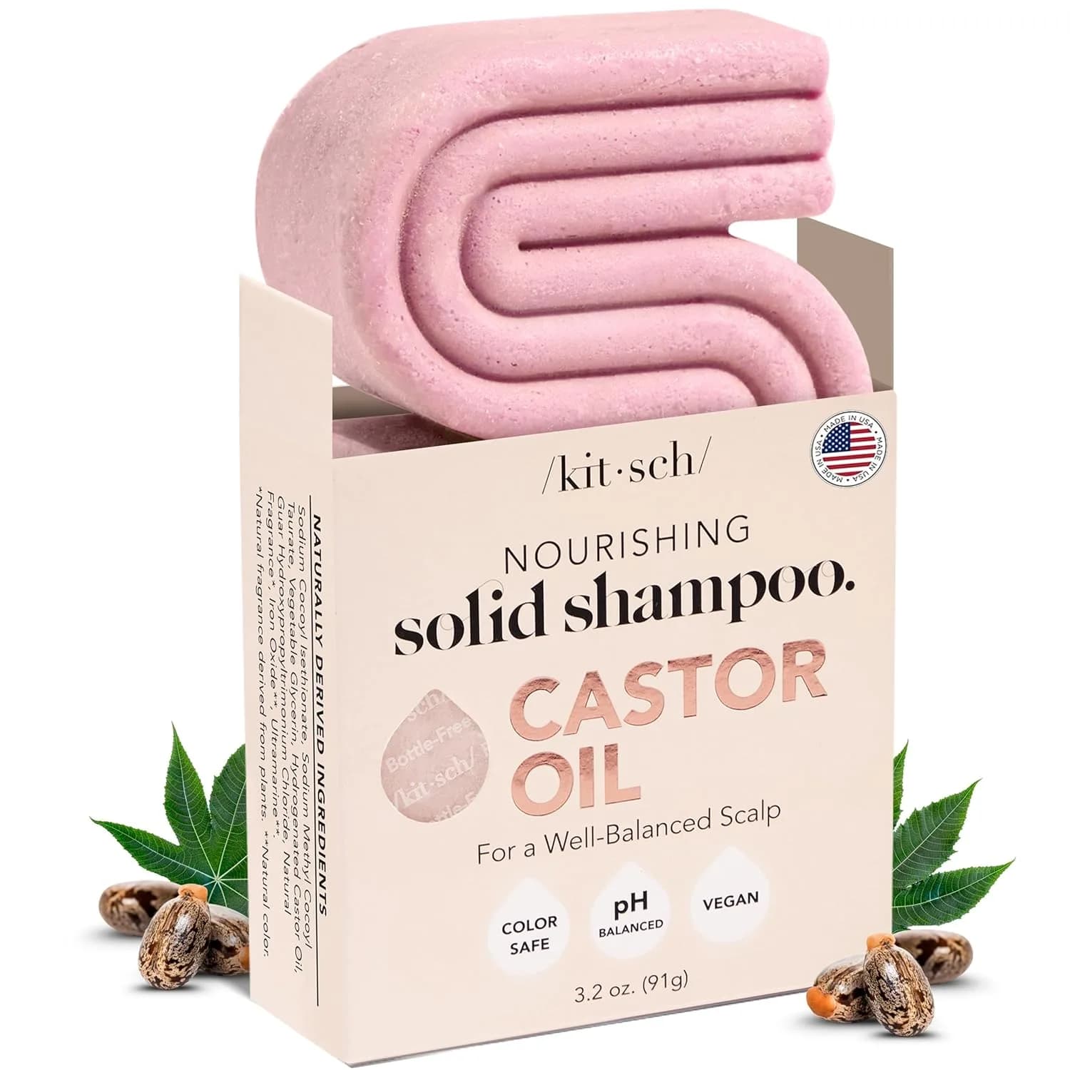 Kitsch Organic Castor Oil Shampoo Bar | For Hair Strength & Hydration