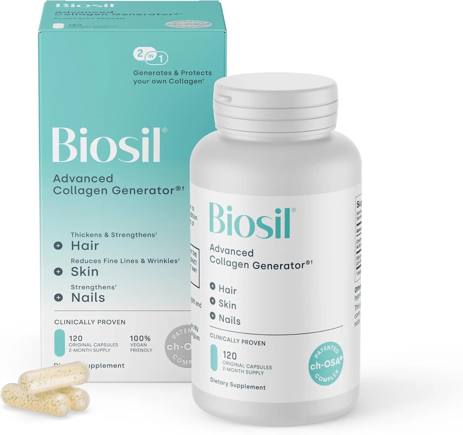 Biosil Biosil Collagen Generator with ch-OSA | Stimulates Natural Collagen Production |120 Liquid Capsules