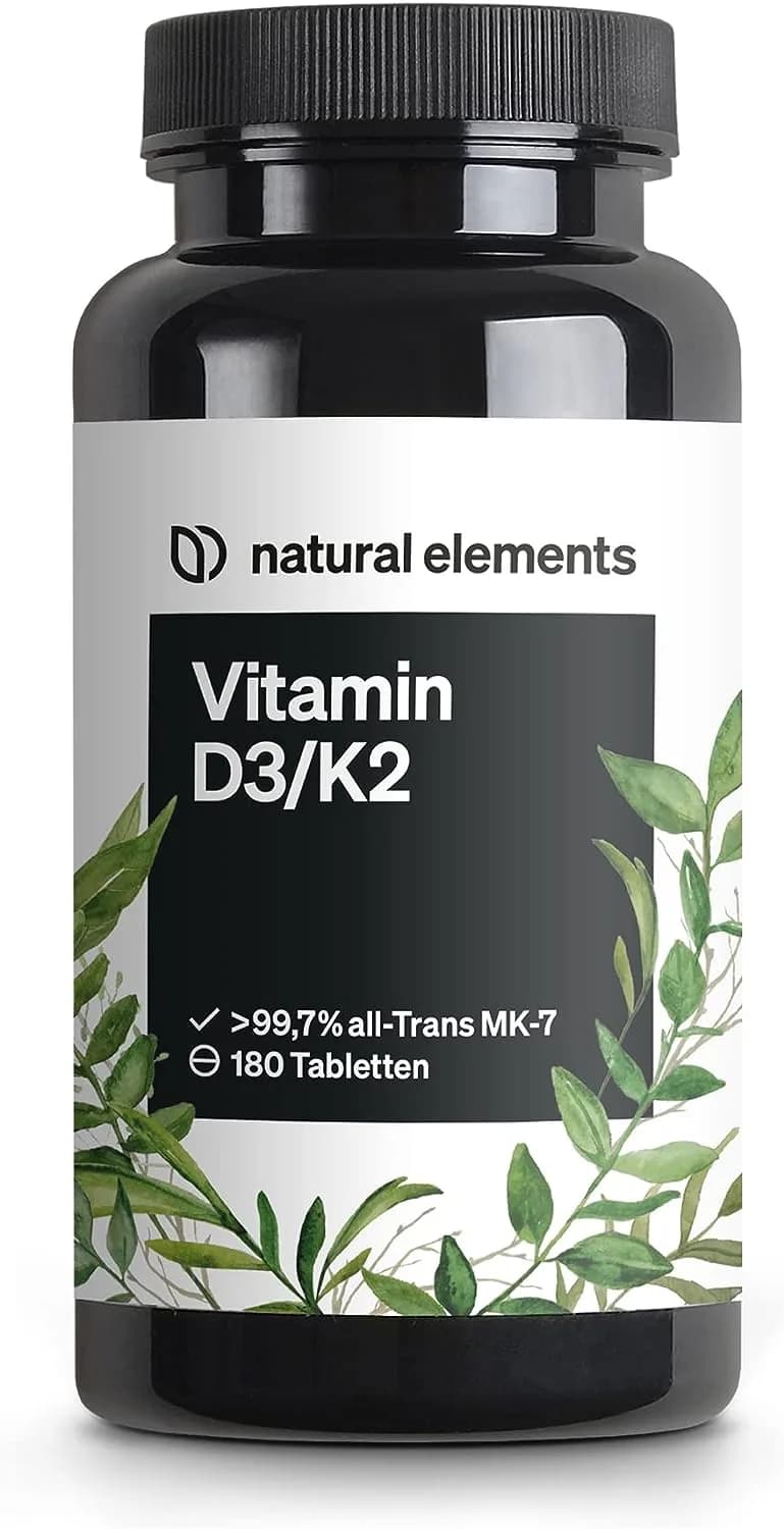 natural elements Vitamin D3 and K2 MK7, 180 Tablets by natural elements