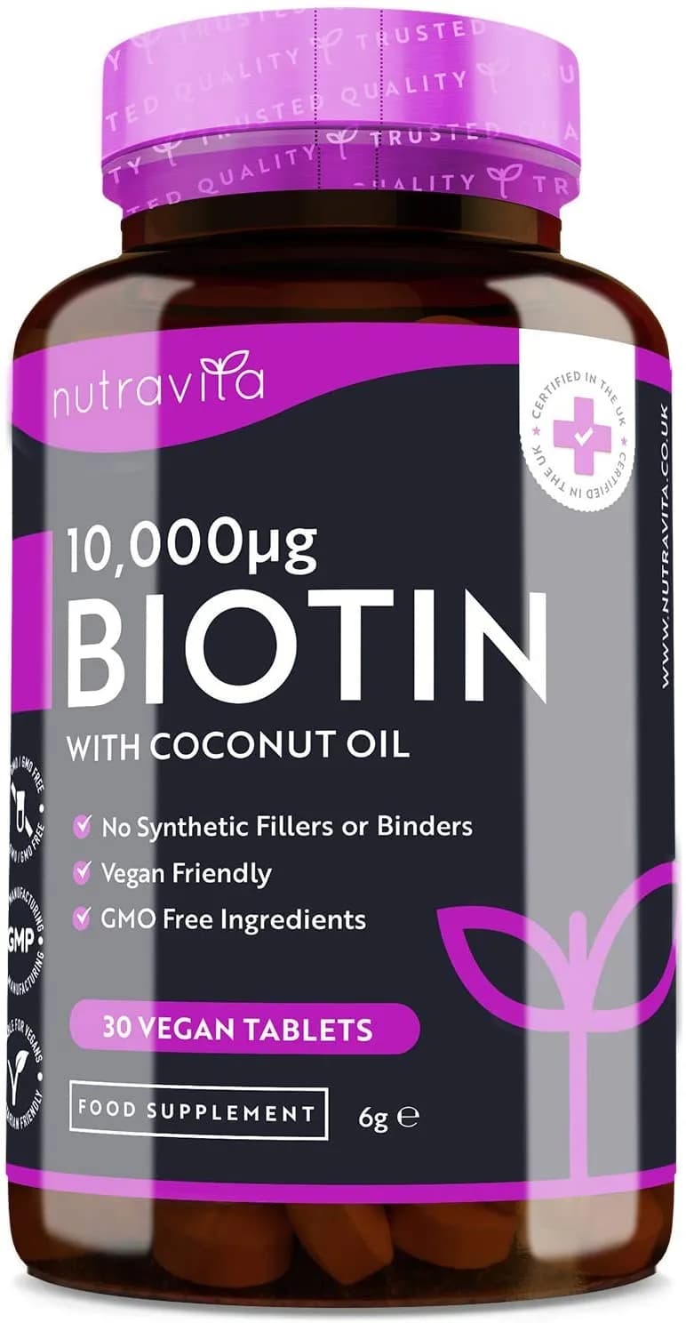 High Strength Biotin Tablets with Coconut Oil, 30 Tablets by Nutravita
