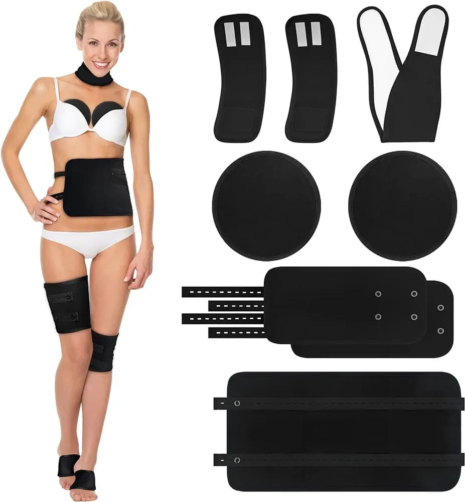 Uminyoo 8pcs Castor Oil Pack Wrap, Reusable Castor Oil Organic Cotton Pack Liver Detox Insomnia Constipation and Inflammation for Neck Arms Waist Knee with Adjustable Elastic Strap (Black)