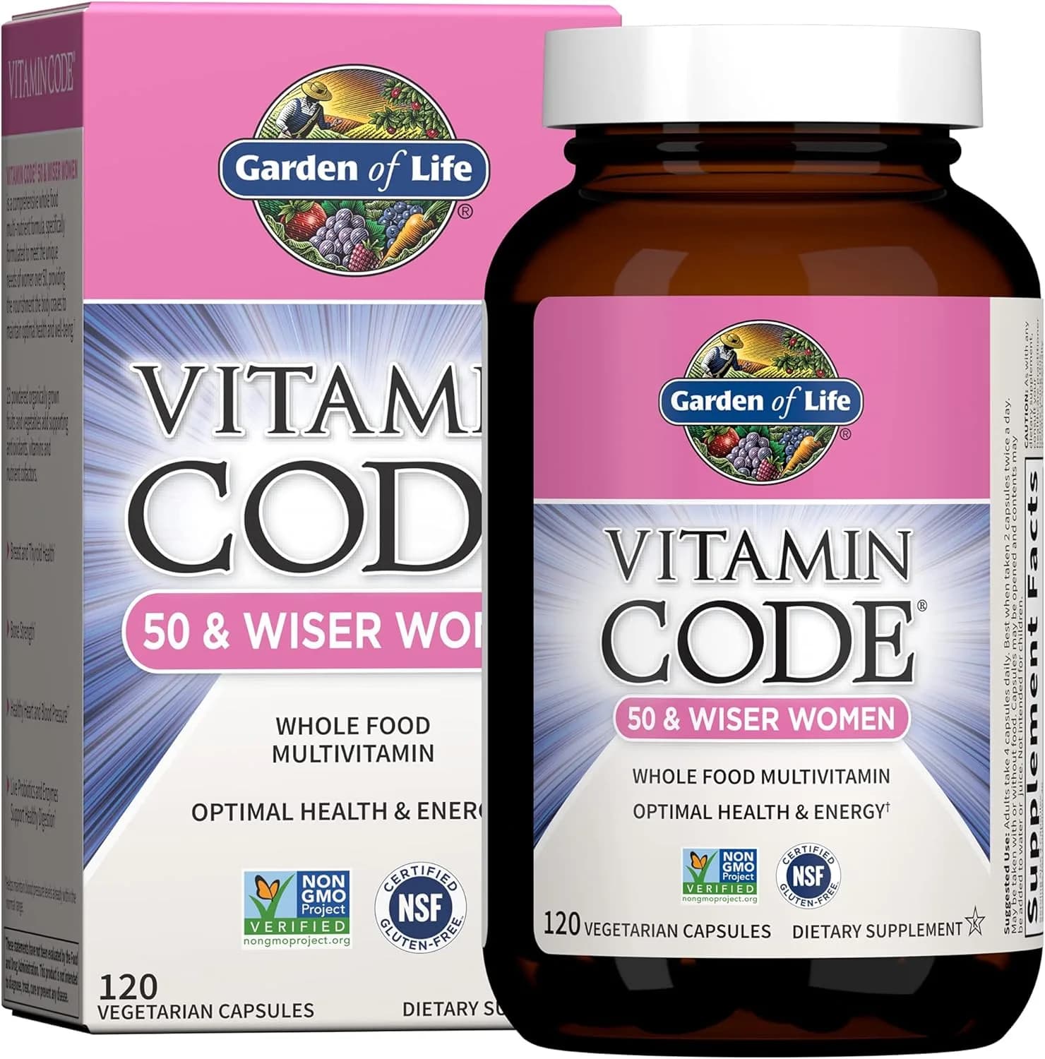 Garden of Life Multivitamin for Women 50 & Over, Vitamin Code Women 50 & Wiser Multi |120 Capsules