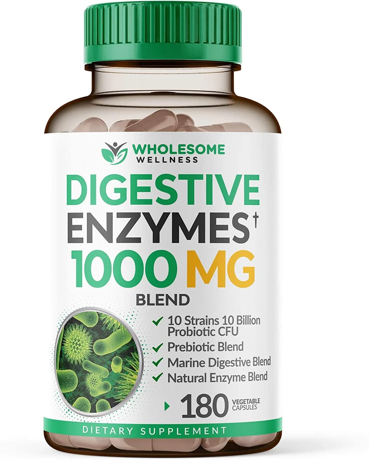 Wholesome Wellness, Digestive Enzymes 1000MG, 180 Capsules