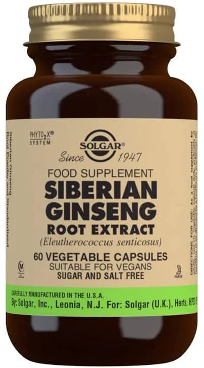 Siberian Ginseng Root Extract Vegetable Capsules Pack, 60 Capsules by Solgar