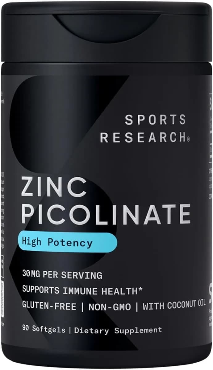 Zinc Picolinate High Absorption Immune Support, 180 Softgels by Sports Research