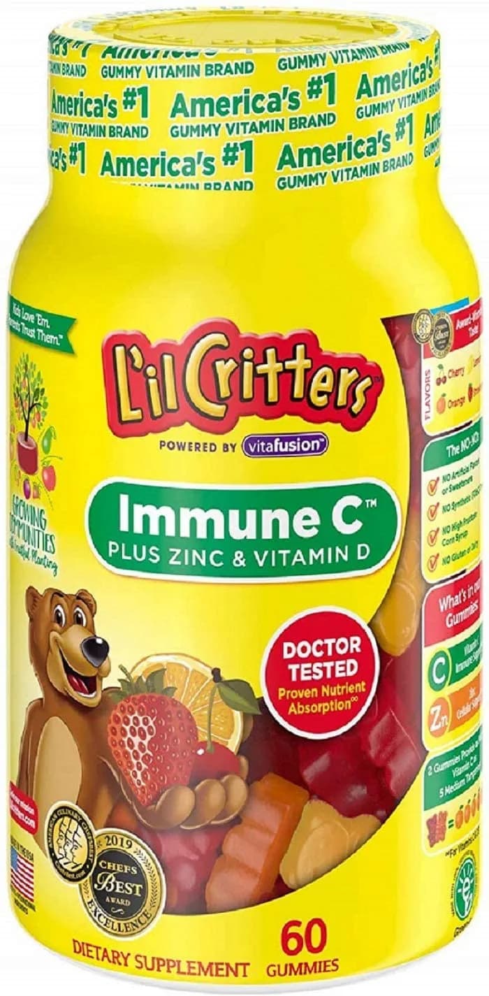 L'il Critters Gummies Immune C Plus Zinc and Vitamin D 60 Ea خليط المناعة للأطفال ، لصحة الجهاز المناعى ، 60 جامى