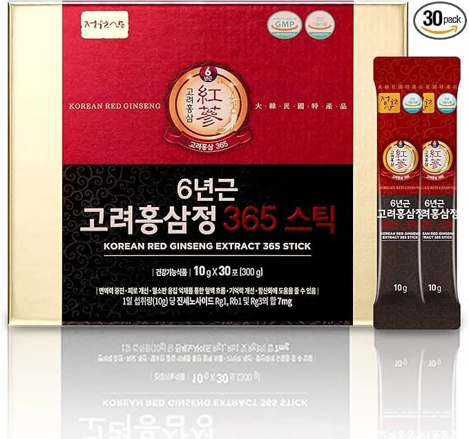 Korean Red Ginseng 365 | 6-Year Root Extract (7mg) | 30 Sticks