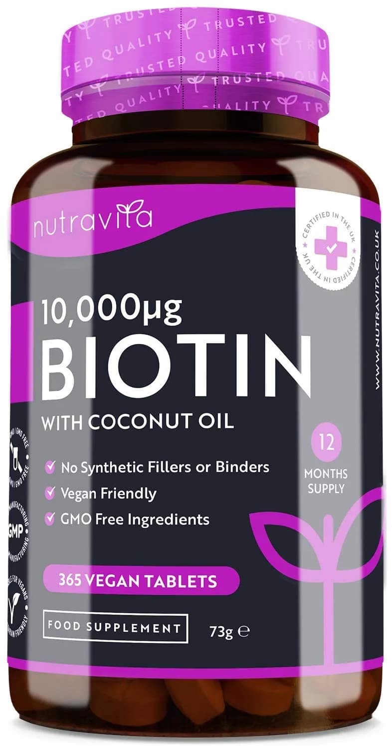 Biotin Hair Growth Supplement, 12000 mcg, 365 Tablets by Nutravita