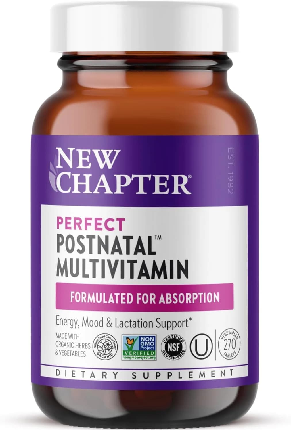 New Chapter Postnatal Vitamins: Complete Lactation & Recovery Support | 270 Capsules