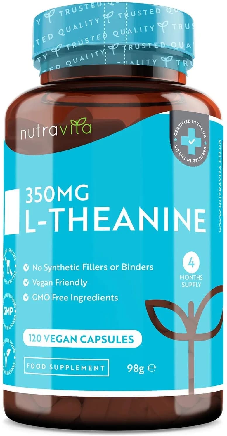 L-Theanine High Strength L Theanine Caffeine Free, 350 mg, 120 Vegan Capsules by Nutravita