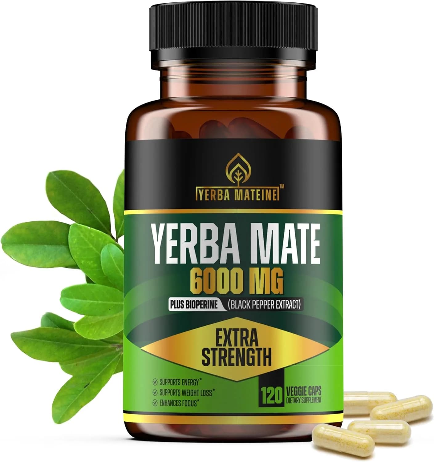 Yerba Mateine, Yerba Mate 6000 mg, 120 Capsules