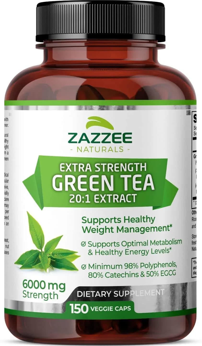Zazzee Extra Strength Green Tea, 150 Veggie Caps