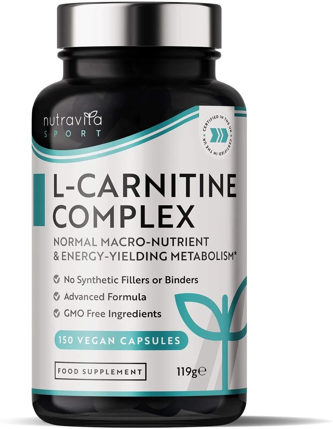 Nutravita L-Carnitine Complex - High Strength Capsules with Added Riboflavin, Biotin, Chromium, Vitamin D, B3 & B6 - Macronutrient & Energy Yielding Metabolism - 150 Vegan Capsules نيوترافيتا ل_الكارنيتين مركب لصحة التمثيل الغذائى وزيادة إنتاج الطاقة ، 150 كبسولة نباتية