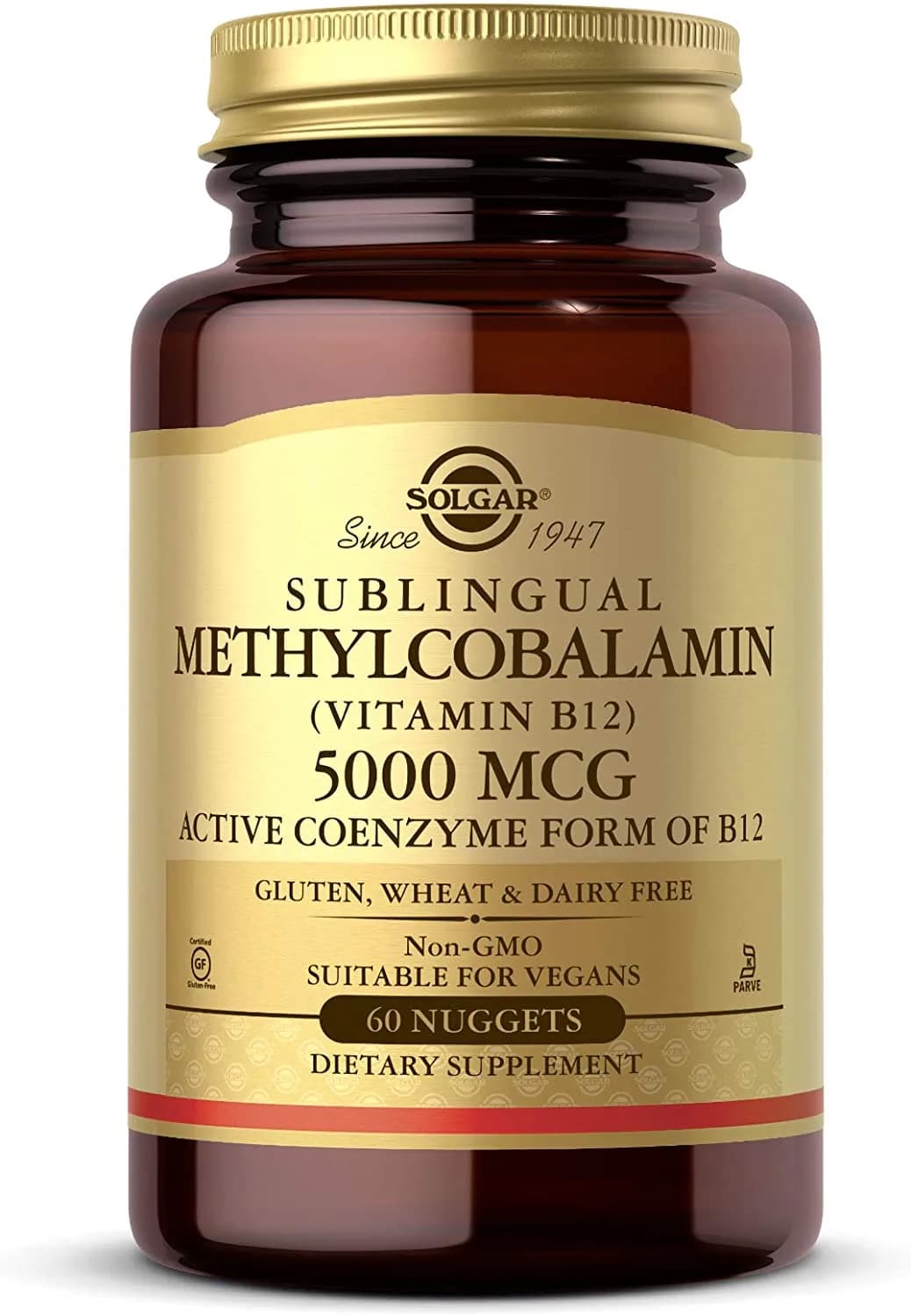 Solgar Methylcobalamin (Vitamin B12) 5000 mcg, Supports Energy Metabolism, Active Form of B12 -60 Nuggets