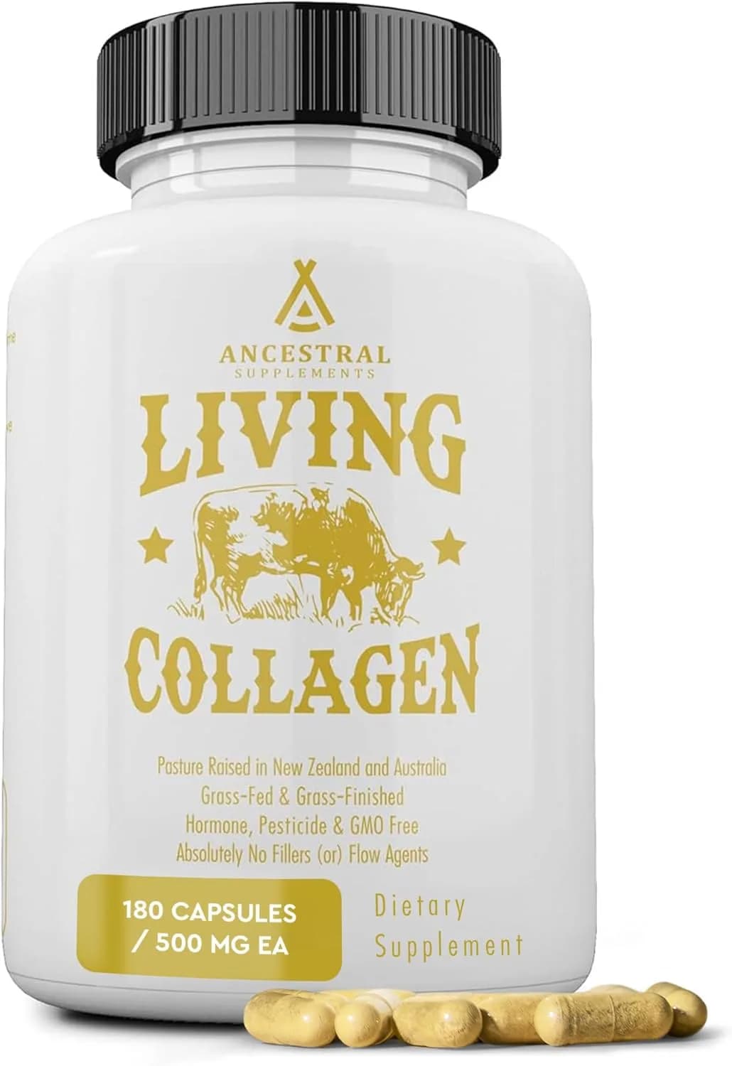 Grass Fed Beef Living Collagen Type II, 180 Capsules by Ancestral Supplements