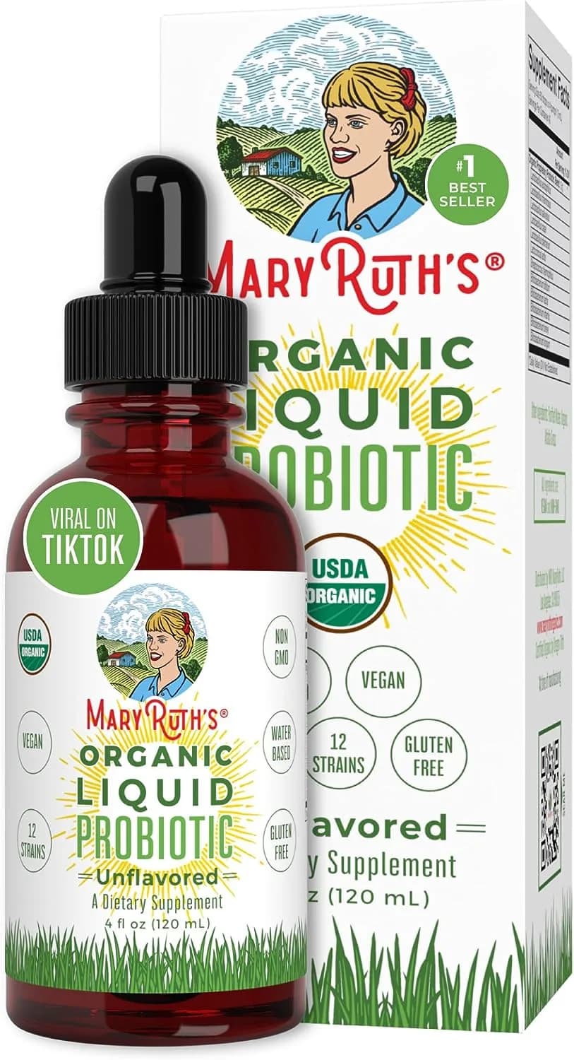 MaryRuth's USDA Organic Liquid Probiotics | Improves Immune Function for Men | Women & Kids | 12 Live Strains Flora w/Acidophilus Probiotic | Vegan | Non-GMO | 4 Fl Oz