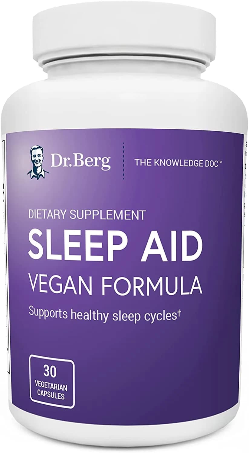 Dr. Berg Sleep Aid Vegan Formula – All-Natural Support for Normal Sleep Cycles to Fight Fatigue & Aid Stress – Best Non-Habit-Forming Supplements-30 capsule