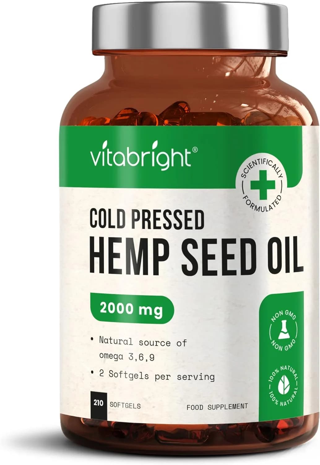 VitaBright Hemp Seed Oil Capsules 2000mg 210 Softgel Capsules