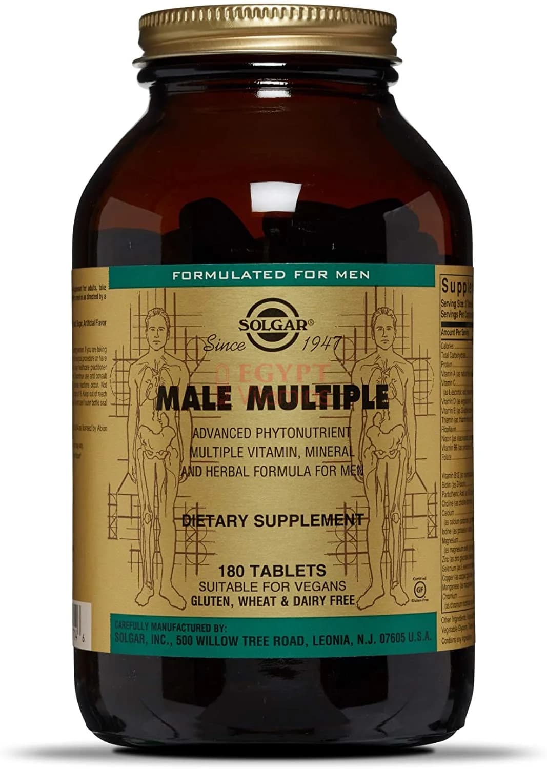 Solgar Male Multiple - Multivitamins and Multiminerals for Men, 180 Tabletsسولجر فيتامينات و معادن متعددة لتحسين الصحة العامة للرجال ، 180 حباية