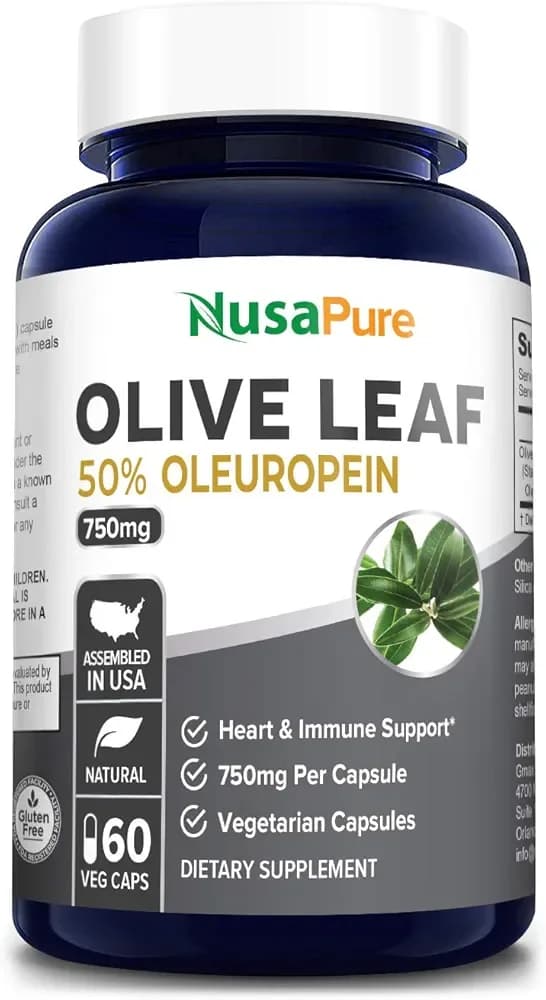 Olive Leaf Extract 50% Oleuropein Immune, 750 mg, 60 Capsules by Nusapure