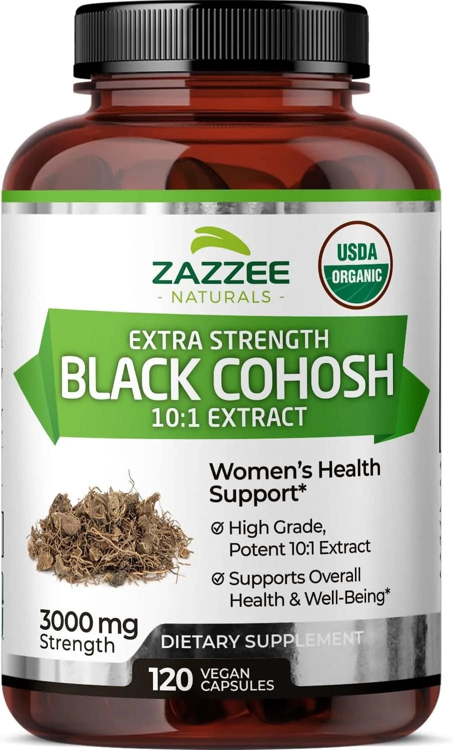 Zazzee Organic Black Cohosh Menopause Support Supplement, 120 Capsules by Zazzee