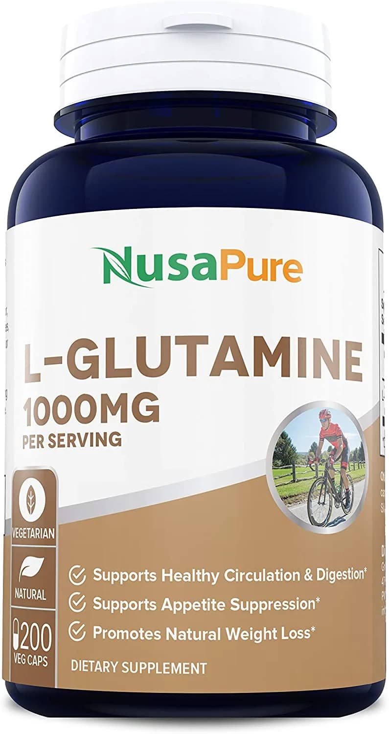 Nusapure L-Glutamine 1000mg per Serving – 200 Capsules