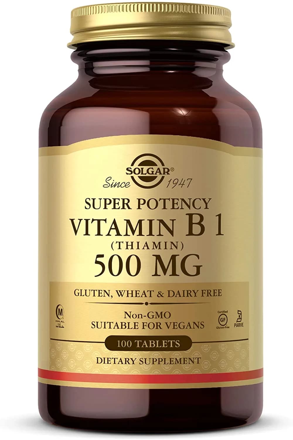 سولجار Vitamin B1 (Thiamin) Tablets High-Strength B Complex, 500 mg, 100 Tablets by Solgar