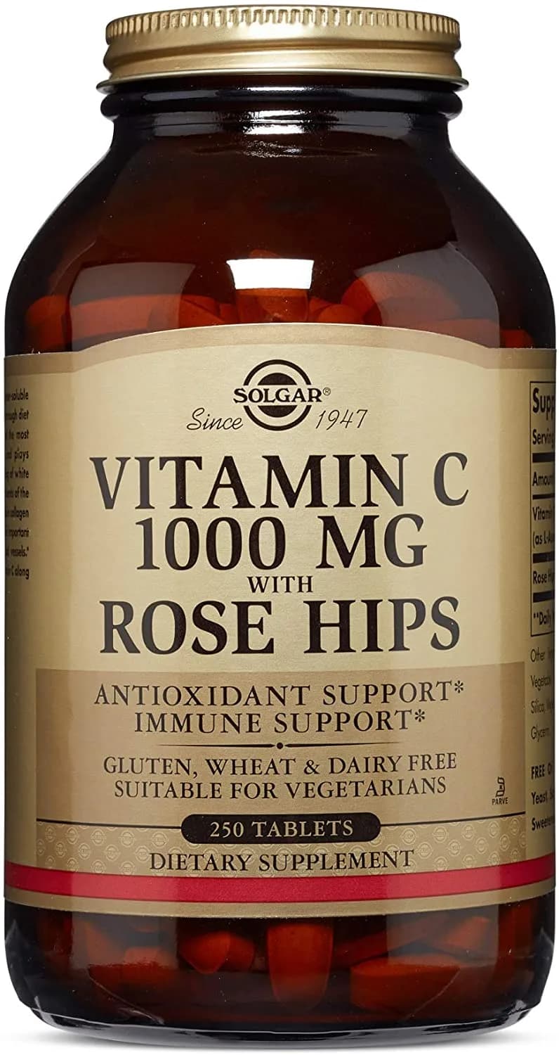 Solgar Vitamin C 1000 mg with Rose Hips, 250 Tablets