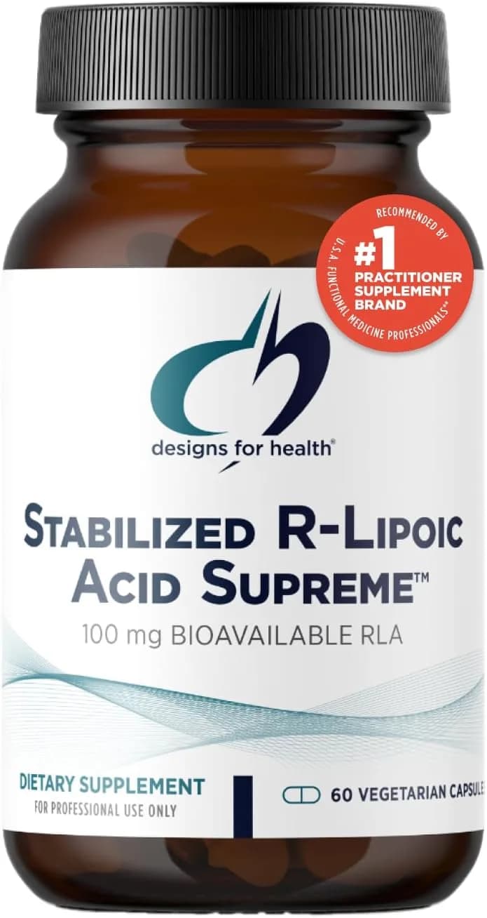 Designs for Health Stabilized R-Lipoic Acid Supreme - 100mg RLA Supplement with Taurine (60 Capsules)