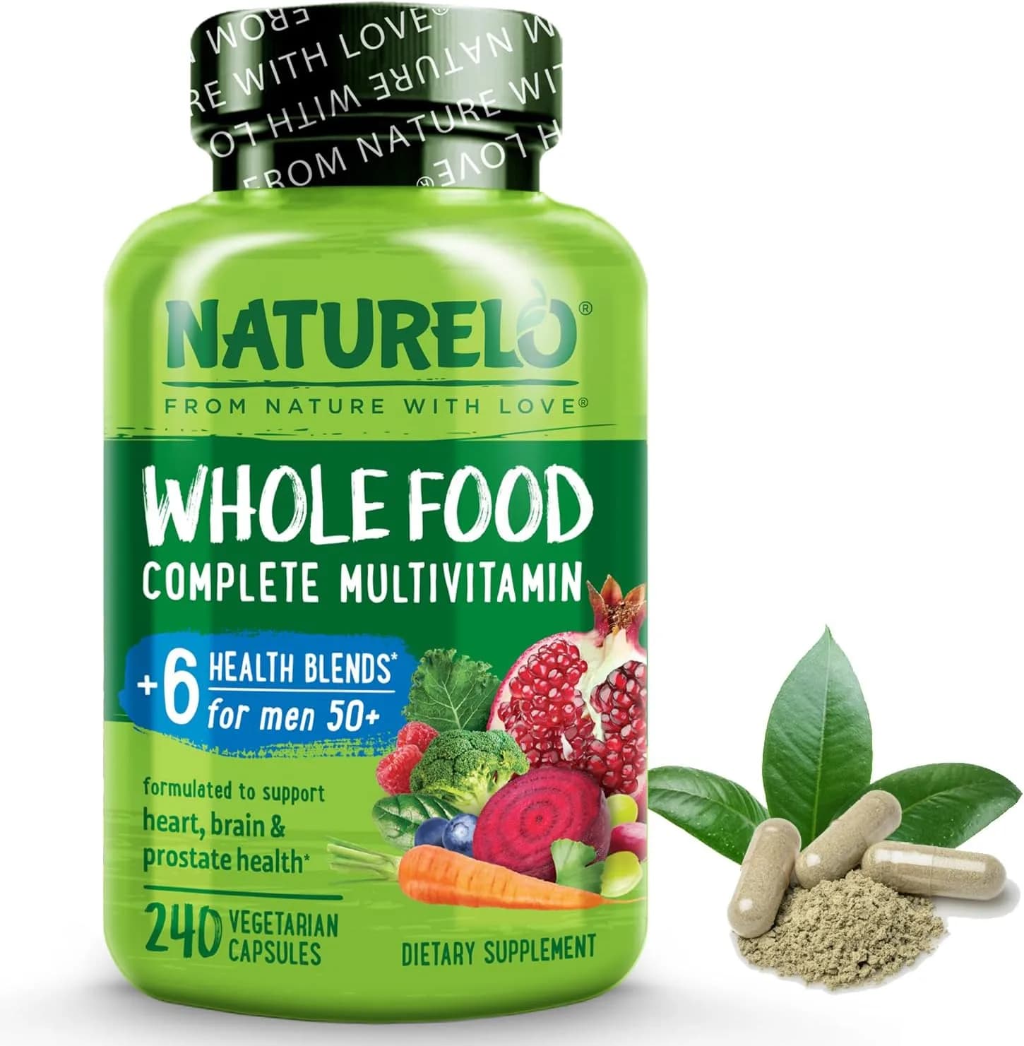 NATURELO Whole Food Multivitamin for Men 50+, 240 Capsules