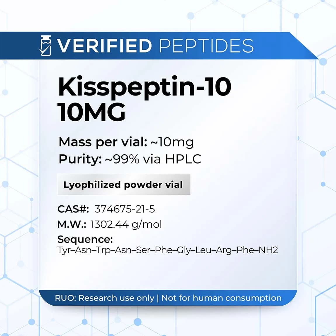 Verified peptides Verified Peptides | Kisspeptin Peptide (10mg) | High-Purity Peptide
