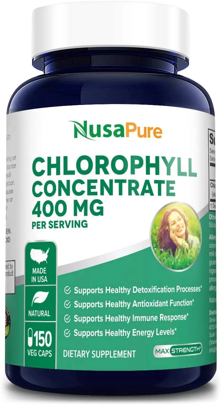 Chlorophyll Concentrate Assists Detoxification & Provides Intestinal, 400 mg, 150 Capsules by Nusapure