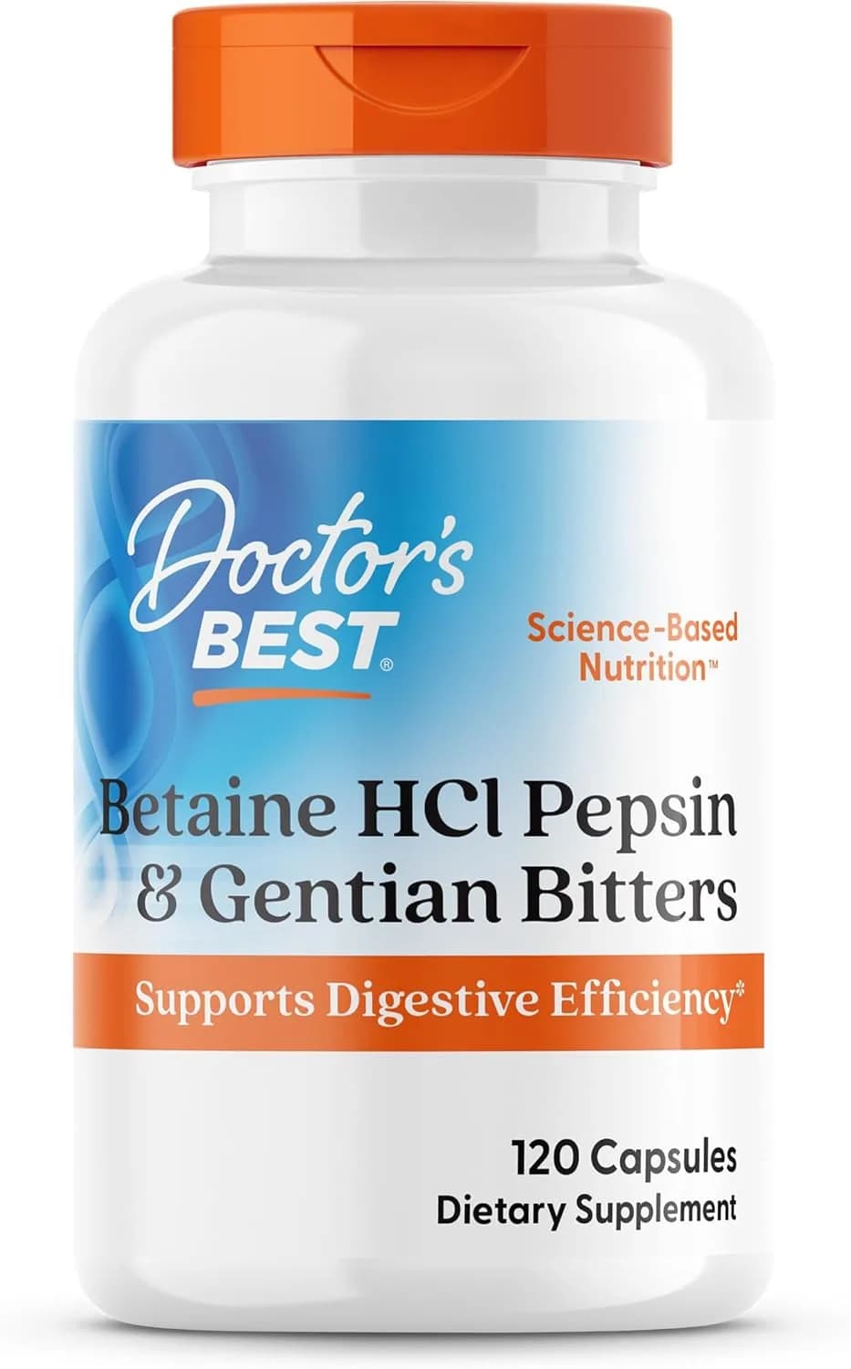 Doctor's Best Betaine HCI Pepsin & Gentian Bitters | 120 Capsules