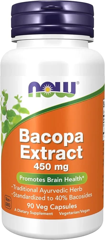 NOW Bacopa Monnieri Supplement | For Brain Health Support | 90 Veg Caps