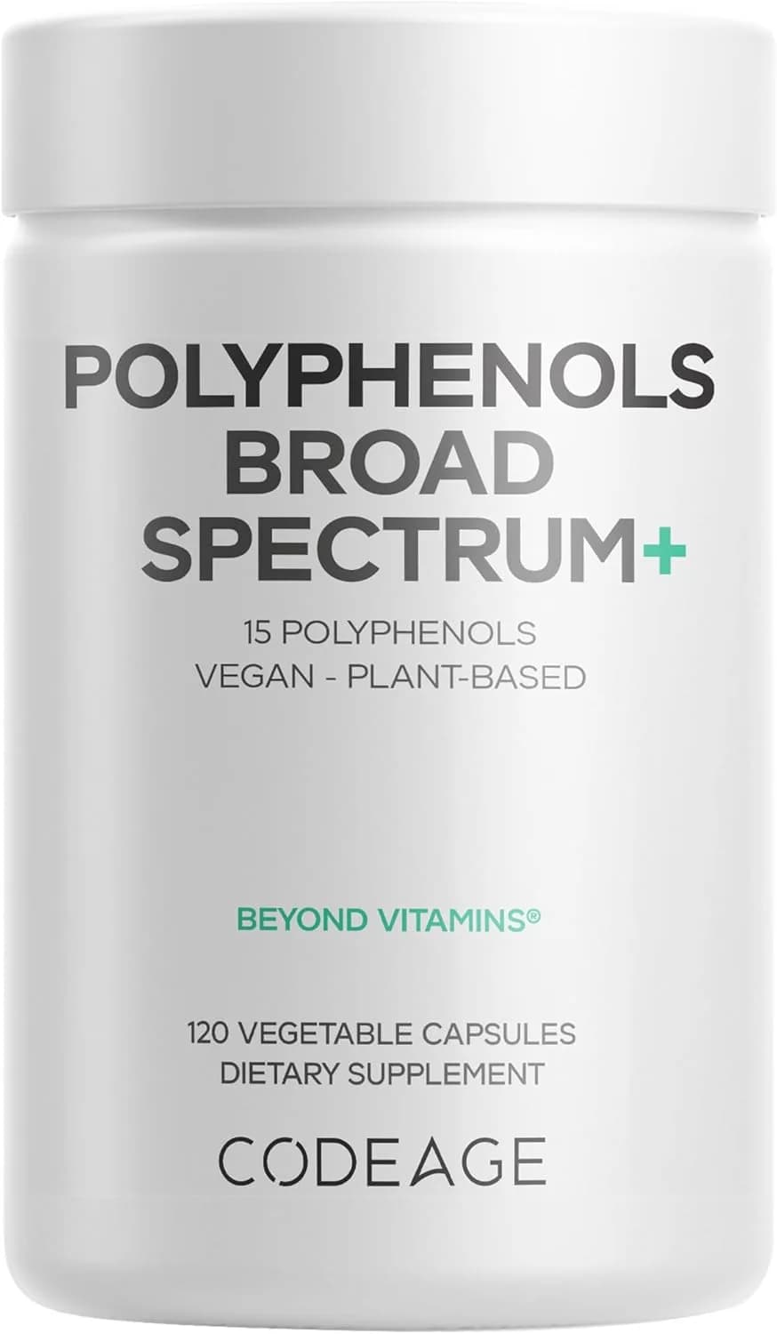 Codeage Codeage Polyphenols Broad Spectrum Supplement - Blend of 15 Berries, Fruits, and Botanical Extracts, Decaf Green Tea Leaf, Quercetin, Resveratrol, Pomegranate, Turmeric | 120 Capsules