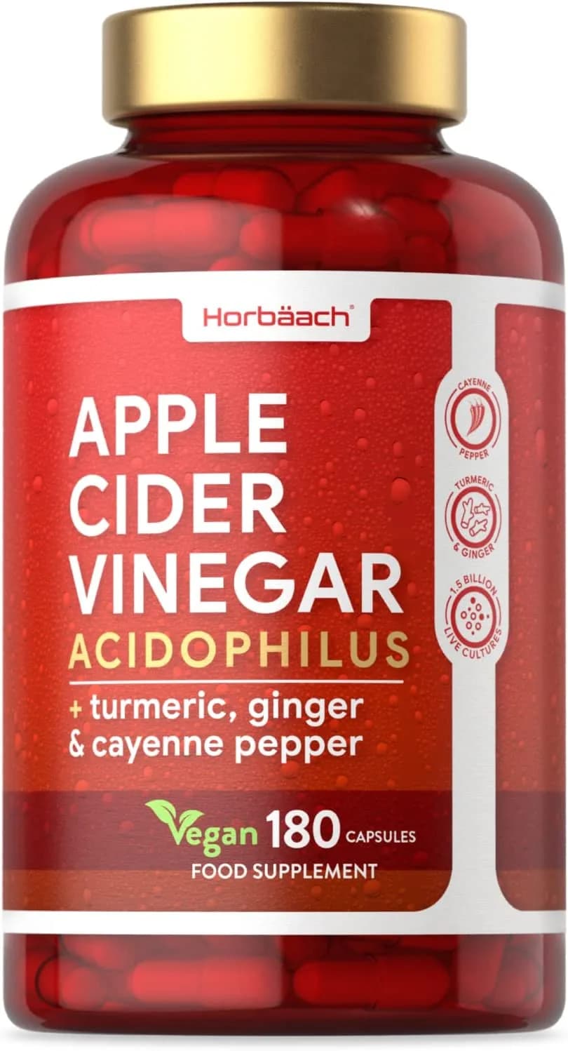 Apple Cider Vinegar Capsules | 1000mg | 180 Count | High Strength Complex with Probiotics | Vegan Supplement | by Horbaach