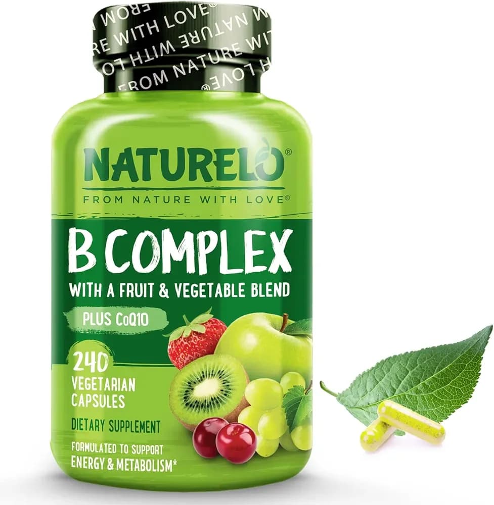 Whole Food B Complex Supplement, 240 Capsules by NATURELO