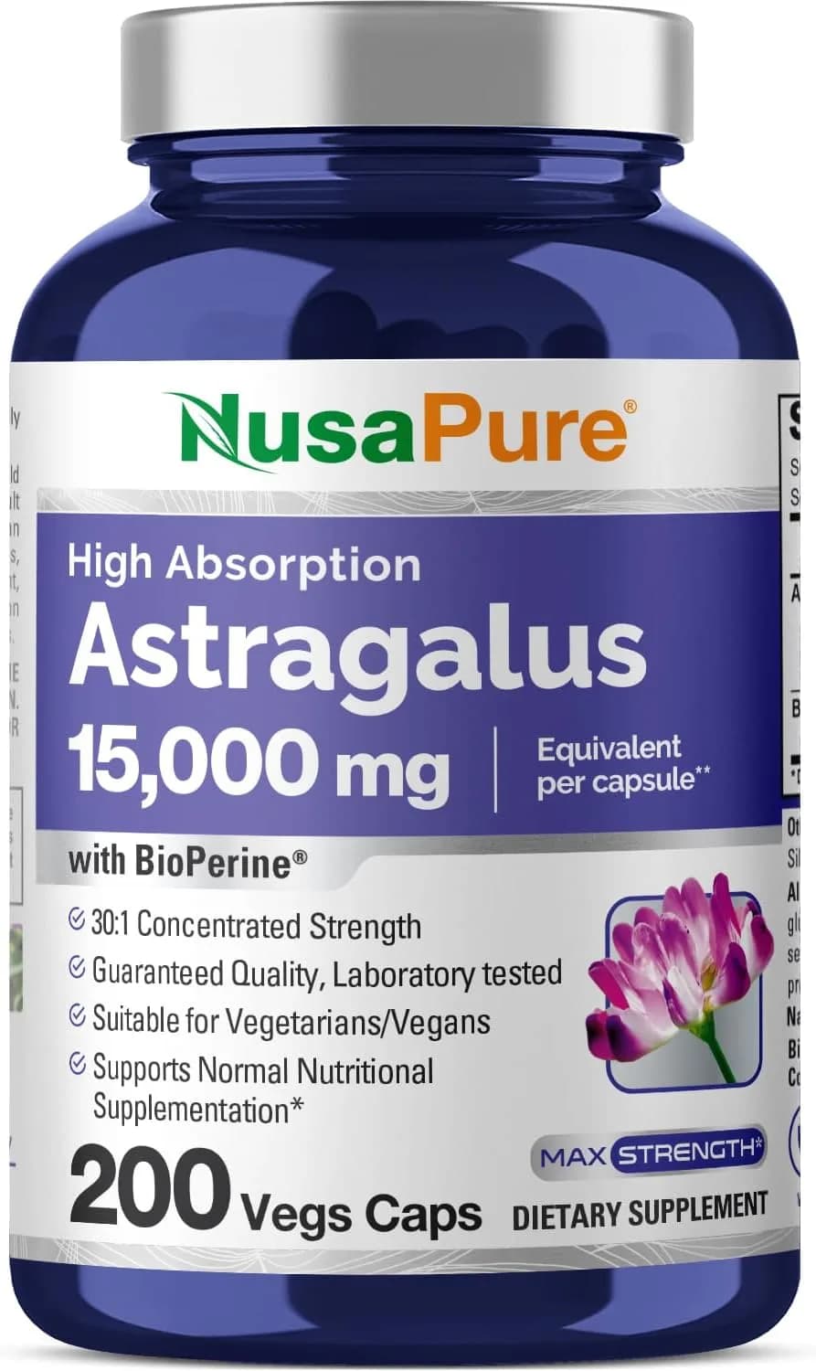 NusaPure, Astragalus 15000mg, 200 Capsules