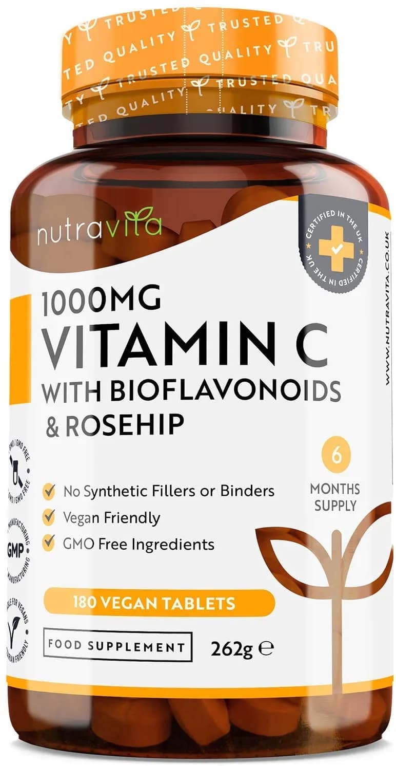 Vitamin C with Bioflavonoids and Rosehip 180, 1000 mg by Nutravita