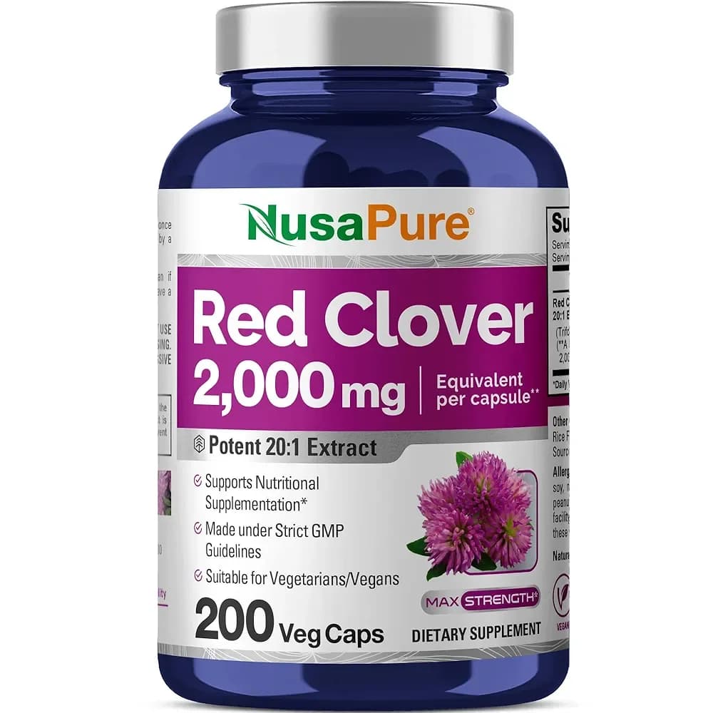 Nusapure Red Clover Menopause & Hormone Support, 2000 mg, 200 Count by Nusapure