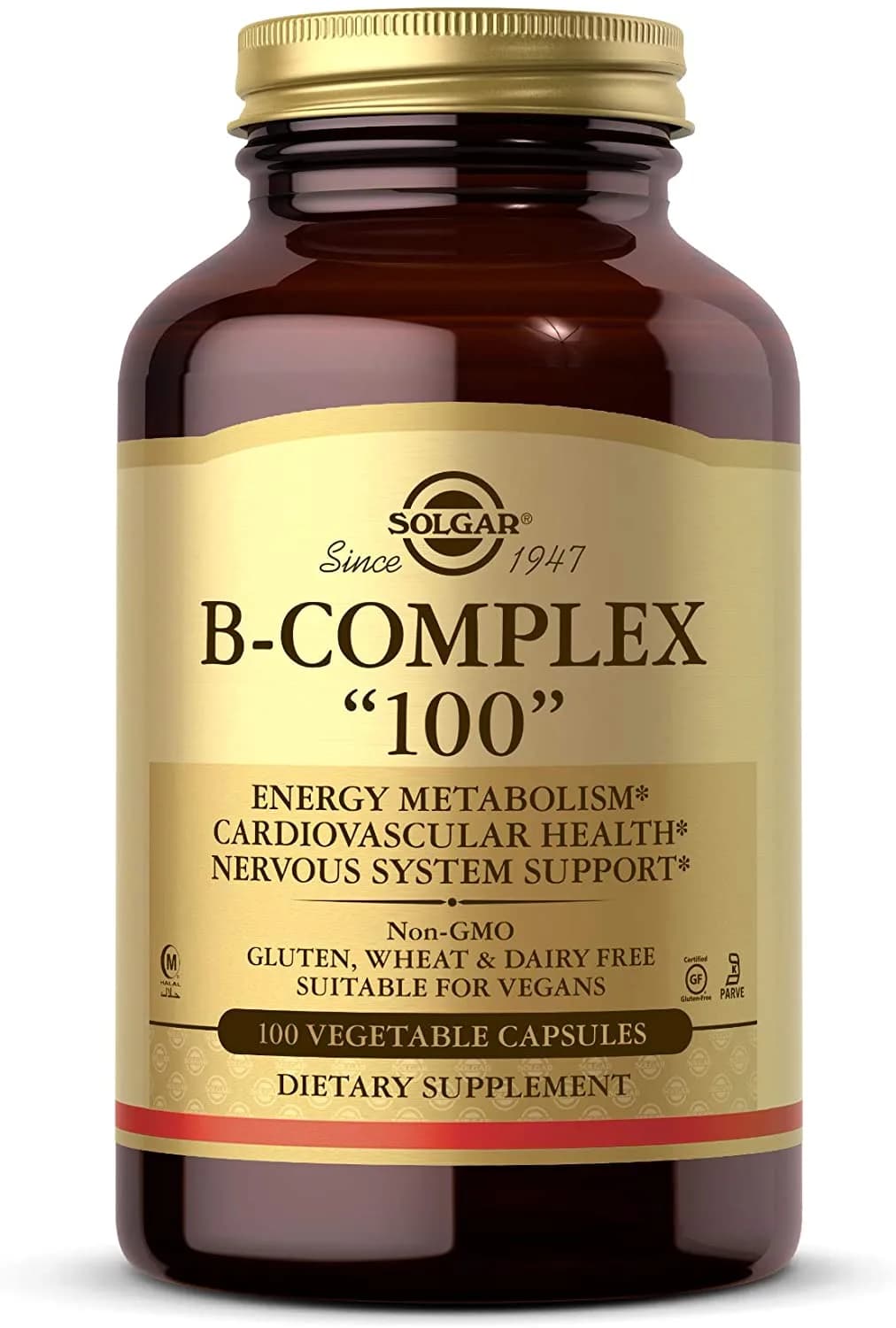 سولجار B-Complex "100" Energy & Nervous System Support, 100 Capsules by Solgar