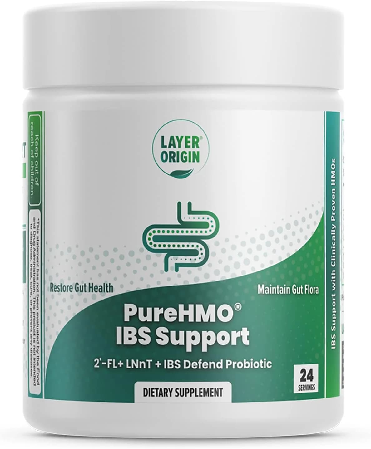 Layer Origin PureHMO IBS Support - Clinically Tested Super Prebiotic + Super Probiotic to Relieve IBS Symptoms - Reduce Inflammation, Strengthen Gut Barriers, and Restore Your Gut Functions