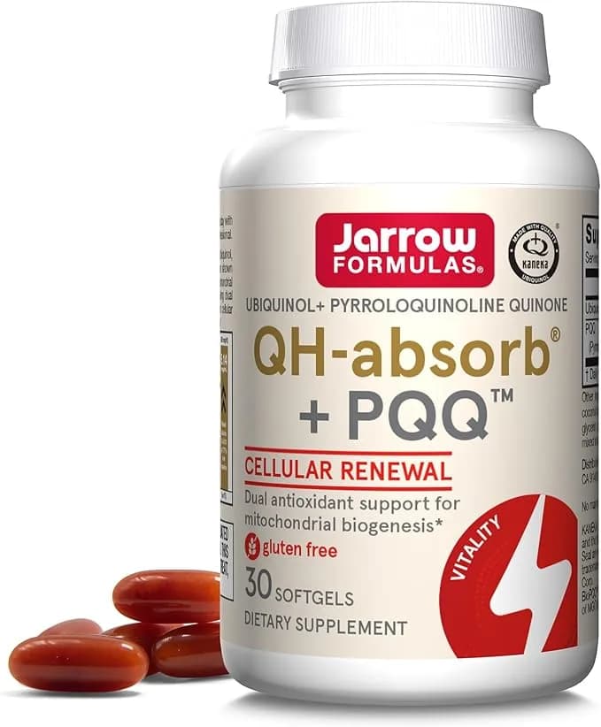 Jarrow Formulas QH-absorb + PQQ, Antioxidant Support for Mitochondrial Biogenesis, Cellular Energy Production and Cardiovascular Health, 30 Softgels