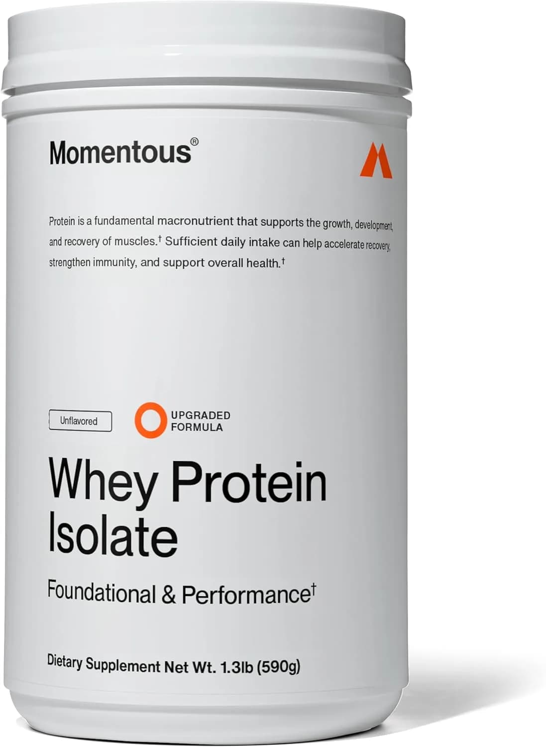 Momentous Essential Grass-Fed Whey Protein Powder - 20 g Whey Isolate Protein - NSF Certified for Sport - Gluten-Free - 25 Servings for Essential Everyday Use - Unflavored